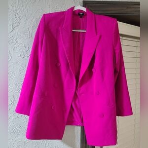Express Editor Bold Hot Pink Double-Breasted Blazer